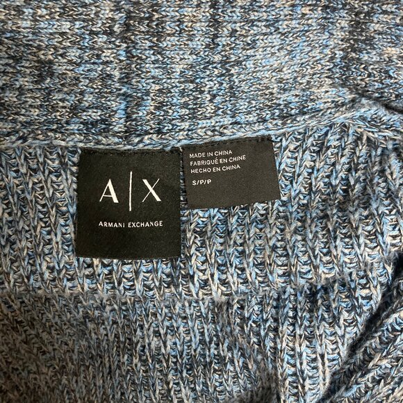 Men's Armani Exchange Blue Cotton Cardigan Sweater, Small, Buttons w/Pockets - Picture 3 of 5